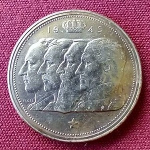 lot 84 image: 1949 Belgium Silver 100 Francs Coin