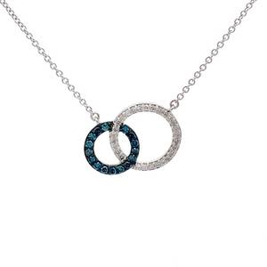 NEW Fancy Blue & White Natural Diamond Double Eternity Love Circle Necklace $1,240 Retail