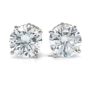 NEW 3.00 Carat Diamond Round Brilliant Cut Classic Solitaire Stud Earrings in 14k White Gold Retail $5,655 VIDEO
