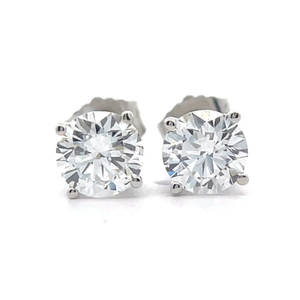 NEW 1.00 Carat Diamond Round Brilliant Cut Solitaire Stud Earrings in 14k White Gold $2,850 Retail VIDEO