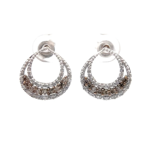 NEW Fancy Champagne & White Natural Diamond Front-Facing Raindrop Chandelier Earrings $1,399 Retail VIDEO