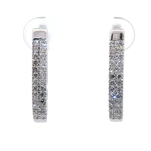 NEW 1.00 Carat Natural Diamond Pave Double Row Oblong Oval Hoop Earrings in White Gold $1,795 Retail VIDEO