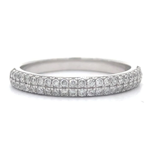 NEW Natural Pave Diamond Double Row Ring in White Gold $948 Retail VIDEO