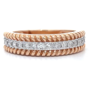 NEW 12 Carat Diamond Pave Texture Rope Ring in 14k Rose Gold $1,779 Retail VIDEO