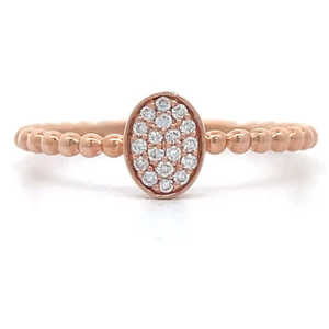 NEW Chic Oval Bezel Natural Diamond Pave Bead-Band Stacking Ring in Rose Gold $1,250 Retail VIDEO