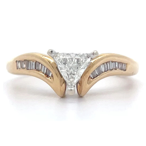0.95 Carat Natural Diamond Trillion & Baguette Chevron Channel Ring in 14k Yellow Gold $2,375 Retail VIDEO
