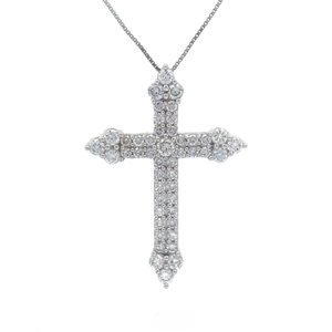 1.00 Carat Bright White Diamond Celtic Cross Pendant in White Gold $1,350 Retail VIDEO