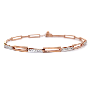NEW Natural Diamond Open Paperclip Bar Link Tennis Bracelet VIDEO