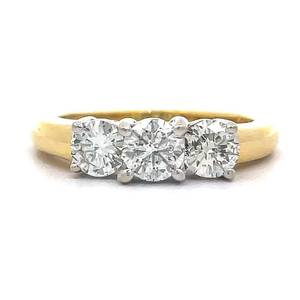 1.00 Carat Natural Diamond Three-Stone Estate Ring in 14k Yellow Gold $4,975 Retail VIDEO