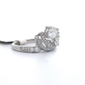 NEW 2.09 Carat F-Color Natural Diamond Double Art Deco Crown Mixed-Cut Ring in Platinum - $13,732 Appraisal Included VIDEO