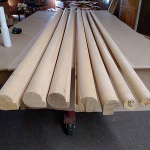 lot 587 image: Misc. Basswood Custom Mouldings 55- LF, Railing NEW