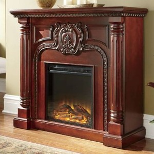 lot 543 image: Carved Pillar Fireplace open box, shell only- no insert