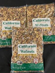 California Shelled Walnuts 3 X 1Pound Bags Best by 08242024