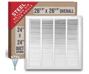 lot 411 image: Handua 24W x 24H Duct Opening Size Steel Return Air Filter Grille