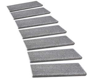 lot 418 image: PURE ERA Bullnose Carpet Stair Treads Set Tape Free Non-Slip Indoor Stair Protectors 9.5 x 30x1.2 (14 Pieces, Gray)