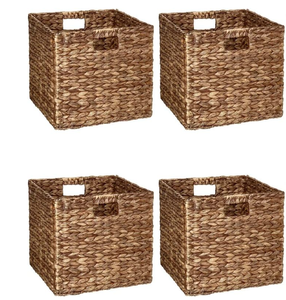 lot 461 image: IsVie Woven Hyacinth Storage Baskets, Rectangle Storage Container, Set of 4