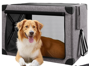 lot 383 image: FLARUZIY Soft Collapsible Dog Crate and Kennel with Leak Proof Bottom for Indoor or Travel Use. 25x17x18