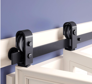 lot 233 image: FINOSEN 46 Bi-Fold Sliding Barn Door Hardware Track Kit for Two 21 Doors