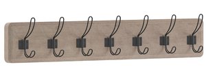 lot 304 image: HBCY Creations Weathered Rustic Coat Rack Wall Mount with 5 Hooks. 34x5