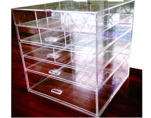 lot 337 image: ZuMaha Makeup Cosmetic Cube Organizer Storage Case 4 Tier Large Clear Acrylic. 10x9x6