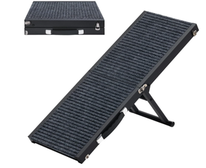 lot 373 image: MAHANCRIS  Long Portable Pet Stair Ramp with Non-Slip Rug Surface. 32