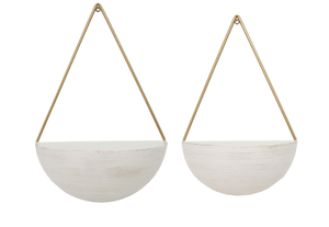 lot 374 image: LOT OF 2 Sagebrook Home Metal Half Moon Wall Planters.