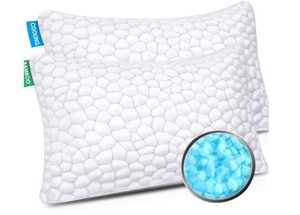 lot 492 image: LOT OF 2 Shredded Memory Foam Pillows Adjustable Cool and Bamboo Side. 24x12