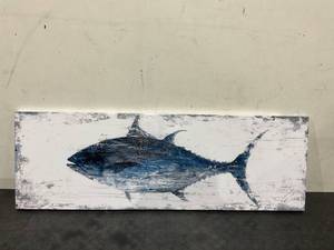 lot 207 image: Yihui Arts Canvas Wall Art Hand Painted Abstract Tuna Fish Painting Modern Artwork