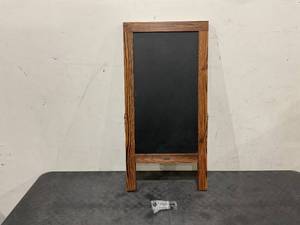 lot 219 image: A Frame Chalkboard by HBCY Creations Solid Wood A-Frame Sign Rustic Brown Double-Sided Magnetic Board