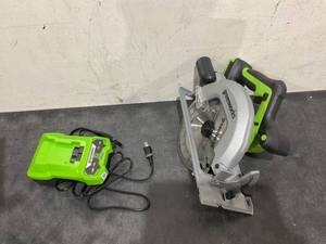 lot 62 image: Greenworks 24V Brushless 7-14-inch Circular Saw with 24V Battery Charger