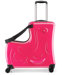 lot 2 image: N-A AO WEI LA OW Kids ride-on Suitcase carry-on Tollder Luggage with Wheels Suitcase to Kids aged 6-12 years old (Fuchsia, 24 Inch)