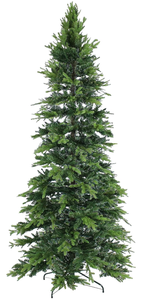 lot 15 image: Sunnydaze 8-Foot Tall, Slim and Stately Christmas Tree - Indoor Unlit PVC Artificial Tree with Metal Stand