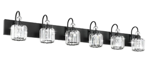 lot 26 image: Ralbay Modern 6-Light Crystal Black Vanity Lights Modern Crystal Vanity Lights for Bathroom Matte Black