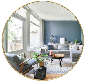 lot 41 image: Gold Circle Wall Mirror Round Wall Mirror for Entryways, Washrooms, Living Rooms and More
