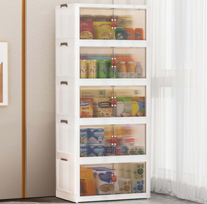 lot 46 image: LOT OF 5 SAILUN 19.5 Gal Stackable Storage Bins with 8 Wheels Folding Storage Bins with Lid, Closet Organizers and Storage