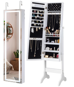 lot 49 image: YOKUKINA Mirror Jewelry Cabinet with Lights, Full Length Mirror with Storage Organizer
