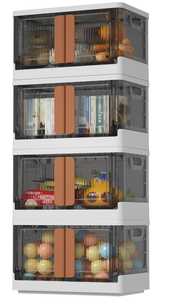 lot 54 image: LOT OF 4 HAIXIN Plastic Storage Containers, Stackable Closet Organizers and Storage, Folding Bookshelf for Bedroom