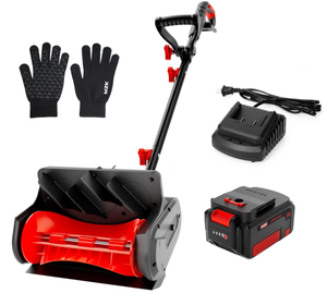 lot 57 image: MZK 20V 13-Inch Cordless Snow Shovel with Battery, Charger, Directional Plate - Battery Powered Snow Thrower