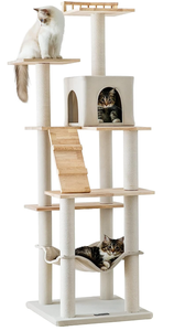 lot 59 image: MWPO Cat Tree - Modern Wood Cat Tower for Indoor Cats, Multi-Level Cat Condo for Large Cat