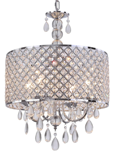 lot 76 image: Q&S Modern Crystal Chandeliers for Dining Room,Glam Chrome Chandelier 4 Lights for Kitchen Island