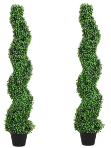 lot 82 image: LOT OF 2 THE BLOOM TIMES Spiral Topiary Trees Artificial Outdoor Plants