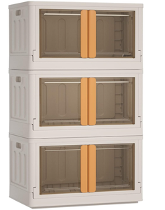 lot 93 image: LOT OF 3 HAIXIN Clear Storage Bin 100Qt - Plastic Collapsible Storage Bins, Stackable Storage Bins with Lids