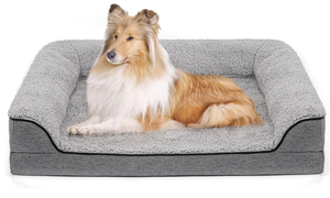 lot 125 image: Dlownne Orthopedic Foam Dog Bed, Large, Faux Linen Fabric