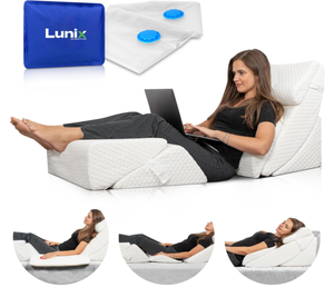 lot 129 image: 6 PCS Lunix Orthopedic Bed Wedge Pillow Set, Post Surgery Memory Foam for Back, Neck and Leg Pain Relief