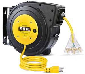lot 161 image: SURAIELEC 50 FT Extension Cord Reel, 14 Gauge Retractable Extension Cord