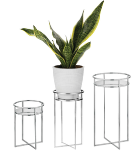 lot 165 image: 3 PCS mDesign Metal Mid Century Planter IndoorOutdoor Stands for Planters
