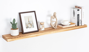 lot 173 image: Axeman Floating Wood Shelf for Wall, Deep Rustic Wood Fireplace Mantel Shelf