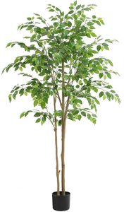 lot 174 image: Nafresh Tall Ficus Tree Artificial, Faux Ficus Tree with Realistic Smooth and Shiny Leaves