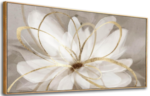 lot 176 image: SOUGUAN Room Decor Large Canvas Wall Art Living Room Decor Gold Wall Decor Line Picture Artwork