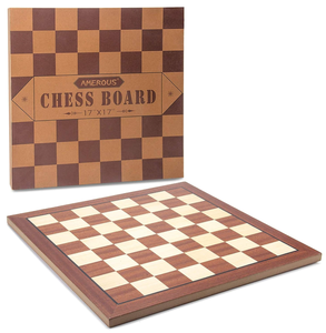 lot 186 image: AMEROUS Wooden Chess Board Only, Professional Tournament Chess Board Large with Chess Rules